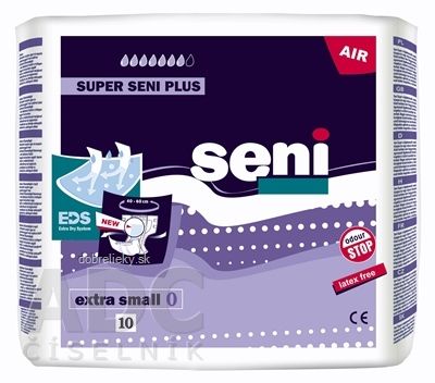 Seni SUPER SENI PLUS extra small 0 plienkové nohavičky (obvod pása 40-60 cm) 1x10 ks
