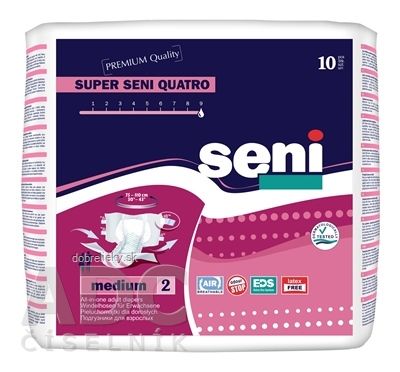 Seni SUPER SENI QUATRO medium 2 plienkové nohavičky (pás 75-110 cm) 1x10 ks