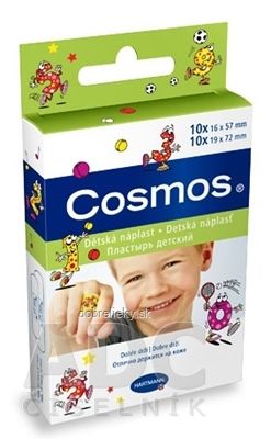 COSMOS Kids náplasť na rany, 2 veľkosti (1,9cmx7,2cm) (1,6cmx5,7cm) 1x20 ks