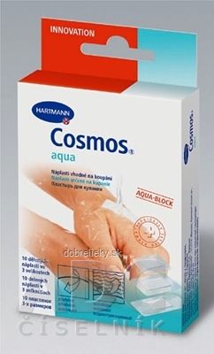 COSMOS Aqua náplasť na rany, vodotesná, 3 veľkosti (3x4cm) (4x6cm) (2,5x7,2cm) 1x10 ks