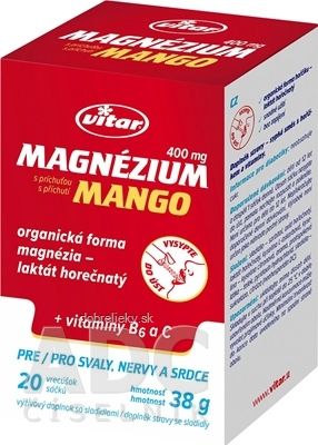VITAR Magnézium 400 mg + vitamíny B6 a C vrecúška s príchuťou manga 1x20 ks