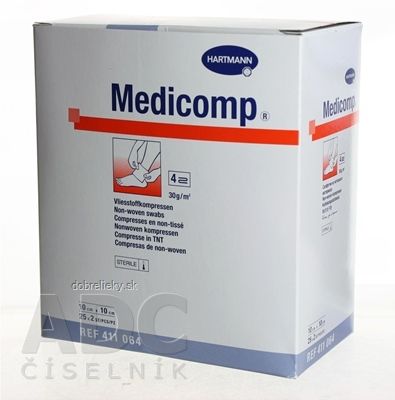 MEDICOMP kompres z netkaného textilu, sterilný (10x10 cm) 25x2 (50 ks)