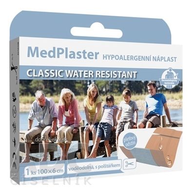 MedPlaster Náplasť CLASSIC WATER RESISTANT 100x6 cm, vodeodolná s vankúšikom 1x1 ks
