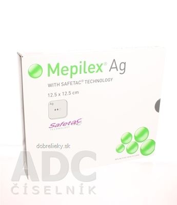 Mepilex Ag 12,5x12,5 cm mäkký silikónový bakteriostatický obväz na rany 1x5 ks