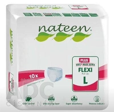 nateen FLEXI PLUS L/XL nohavičky plienkové, obvod bokov 110-170 cm, savosť 2550 ml, 1x10 ks